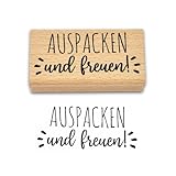 Frau WUNDERVoll® Stempel - Auspacken und freuen- aus Holz, Schrift-/ Motivgröße: 6 x...