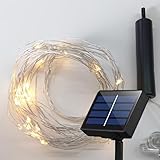 Swsdee Solar Lichterkette,Aussen 1M 100 LED Lichterschweif,Wasserfall Lichterkette 8 Modi...