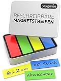 YOURGANIZE® Magnetstreifen beschreibbar | 80 Stück, 60x20 mm | Magnetschilder zum...