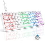 TECURS Gaming Tastatur, Mechanische Tastatur 60% TKL QWERTZ Blaue Schalter,...