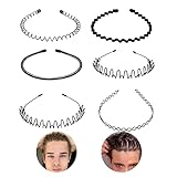 6 Stück Welle Metall Stirnband,Unisex Rutschfestes Elastisches Stirnband,Welle Haarreif...