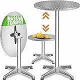 Casaria® 2in1 Stehtisch Klappbar Höhenverstellbar 70 cm / 115 cm Hoch Aluminium Rund Ø...