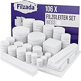 Filzada® Filzgleiter Selbstklebend Set 106 Stück (Eckig und Rund) - Weiß -...