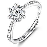 JeweBella Ring Silber 925 Damen Verlobungsring Verstellbarer Glänzend Cubic...