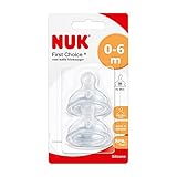 NUK First Choice+ Anti-Colic-Trinksauger Silikon | kiefergerechte NUK Form | Größe 1...