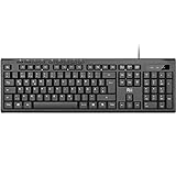 Rii Tastatur Kabelgebunden, PC Tastatur USB, Business Slim Tastatur mit Kabel für...