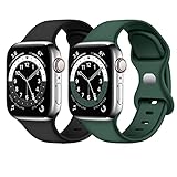 TEFLOTY Kompatibel mit Apple Watch Armband 2Pcs Ersatz Silikon Sport Armbänder,...