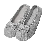 Damen Mädchen Baumwolle Geschlossene Hausschuhe Weicher Ballerina Slippers mit...