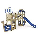 WICKEY Spielturm Klettergerüst StormFlyer mit Schaukel & Blauer Rutsche,...