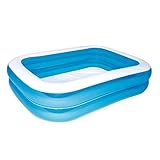 Bestway - Deluxe rechteckiger blauer aufblasbarer Pool, 211 x 132 x 46 cm, Blau/Weiß