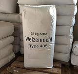 25 kg Weizenmehl Typ 405 Mehl - frische Produktion - aus heimischer Mühle, im...