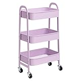 DOEWORKS Aufbewahrungswagen Küchenwagen 3-Etagen Metall Utility Cart, Rollwagen Organizer...