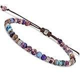 BENAVA Damen Yoga Armband Jaspis Edelstein Perlen mit Infinity Perlen Bunt | Edelstein...