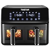 Tiastar Dual Zone Heißluftfritteuse mit Doppelkammer, 8L Air Fryer 2 Körben mit...