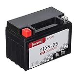 Accurat Motorradbatterie YTX9-BS - 12V, 9Ah, 130A, zyklenfest, wartungsfrei, Gel...