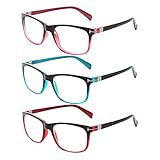 Kerecsen 3 Pack Lesebrille Damen Federscharniere Gute Brillen Hochwertig Rechteckig...