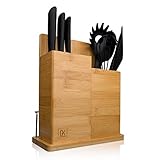 GK KRAUTLING | 3 in 1 Küchen Organizer aus Holz (Bambus) - mit Messerblock,...