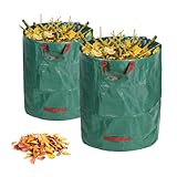 Pecewlos 2x Gartenabfallsack 272L (72 Gallon), Gartensack Laubsack Groß Gartenarbeit...