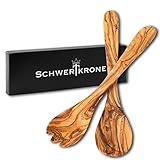 Schwertkrone Salatbesteck Olivenholz 30 cm, Servierbesteck Servierlöffel...