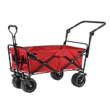 BALAMI Gartenhandwagen Outdoor Utility Wagon Strandwagen mit Schiebegriff Schwerlast All...