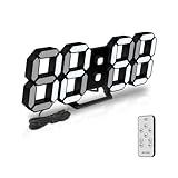 Deeyaple LED Wanduhr Digital Wecker 3D Uhr Dimmbar Snooze Modern USB...