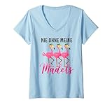 Damen nie ohne meine mädels sekt party cocktails flamingos T-Shirt mit V-Ausschnitt