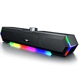 Bazivve V30 PC Lautsprecher, RGB Soundbar Gaming Lautsprecher, USB Betrieb 3,5...