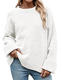 heekpek Damen Pullover Winter Oversize Warme Rundhalsausschnitt Strickpullover Weicher...