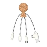 Xoopar Mr Bio 4-in-1 Multi USB Kabel in Form eines Oktopus Cork – Ladegerät aus Kork...