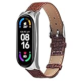 Miya System Ltd Lederband für Mi Band 6, Echtleder Fitness Strap Armband Ersatz...