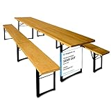 Deuba Bierzeltgarnitur 220 cm Klappbar Stabil 3 Teilig 2X Bierbank 1x Breiter Tisch Holz...