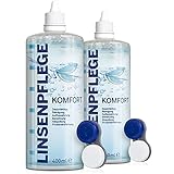 Linsenpflege Kontaktlinsen Flüssigkeit – mit neutralem pH Wert – 2er Pack 800 ml...