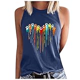 Sommer Print Damen Tank Top Ärmellose Rundhals T Shirt Baumwolle Tanktops Frauen Graphic...