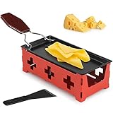 Raclette 2 Personen, hicoosee Antihaft-Käse Raclette Rotaster Ofen mit Silikonspatel zum...