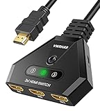 HDMI Verteiler HDMI Switch 4K, UHD HDR Automatische HDMI Splitter 3 in 1 Out,...