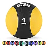 MSPORTS Medizinball 1 kg – Professionelle Studio-Qualität inkl. Übungsposter...