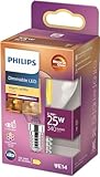 PHILIPS LED Classic E14 WarmGlow Lampe, 25 W, Tropfenform, dimmbar, klar,...