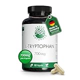 L-Tryptophan | Hochdosiert: 700 mg je Kapsel | 180 Kapseln | 6 Monate Vorrat |...