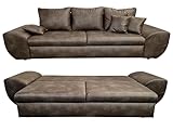 Vintage Big Sofa mit Schlaffunktion und Bettkasten, XXL Trend Couch 275 cm...