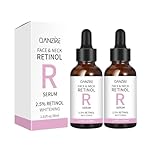 2 Stück Venature Bakuchiol Retinol Verjüngungsserum, Qanzre Gesicht & Hals 2,5% Retinol...