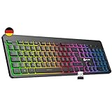 KLIM Light V2 Gaming Tastatur Kabellos QWERTZ + NEU 2023 + flach, ergonomisch,...