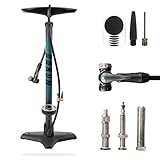 AARON Sport One Fahrrad Standpumpe mit Manometer für alle Ventile | Hochdruck...