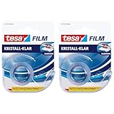 tesafilm kristall-klar 1 Rolle Klebeband 10m:19mm mit Abroller (Packung mit 2)