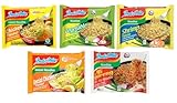 Indomie Instant Nudeln Mix Paket – 6 x 5 Sorten: Huhn, Gemüse, Garnelen, Mi Goreng,...