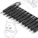 YISAN 12 Fineliner Stifte Set, Schwarz Filzstiften,Tuschestift Pigment Liner...