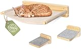 WOOWOOD® Kletterwand Katzen inkl. 2X Katzenstufen [Extra Groß und Stabil] I...