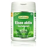 Greenfood - Eisen aktiv Kapseln - 50 mg - Extra hochdosiert - 120 vegane...