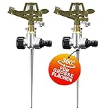 GARDEBRUK® Sprinkler 2er Set Erdspieß Sprengweite bis 24m Garten Impulsregner...