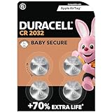 Duracell CR2032 Knopfzellen, CR 2032 Lithium Knopfzelle 3 V (4 Stück), ideal...