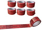 Generisch 6 Rollen PVC Paketklebeband Vorsicht! Hochempfindliche Elektrogerät 66 m x 50...